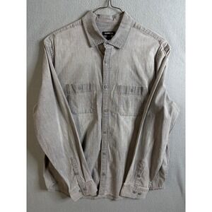 Express Button Up Men's Large Long Sleeve Gray Work Casual Pockets NWT